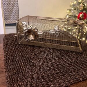 Vintage Silver Metal floral tissue box cover. Delicate antique cover.